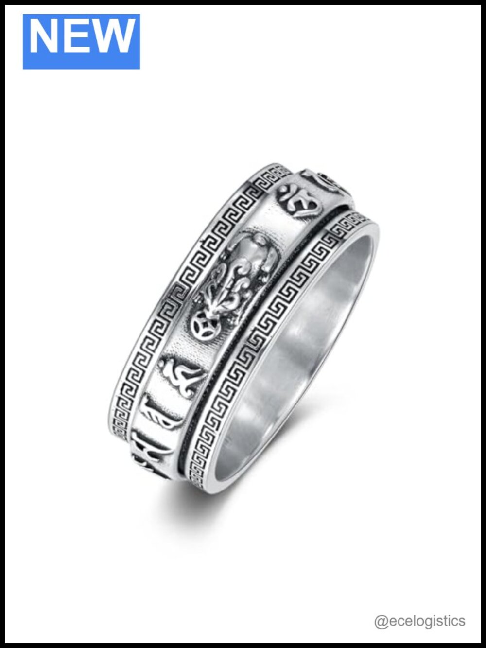 Feng Shui Pixiu Mantra 925 Sterling Silver Band Ring